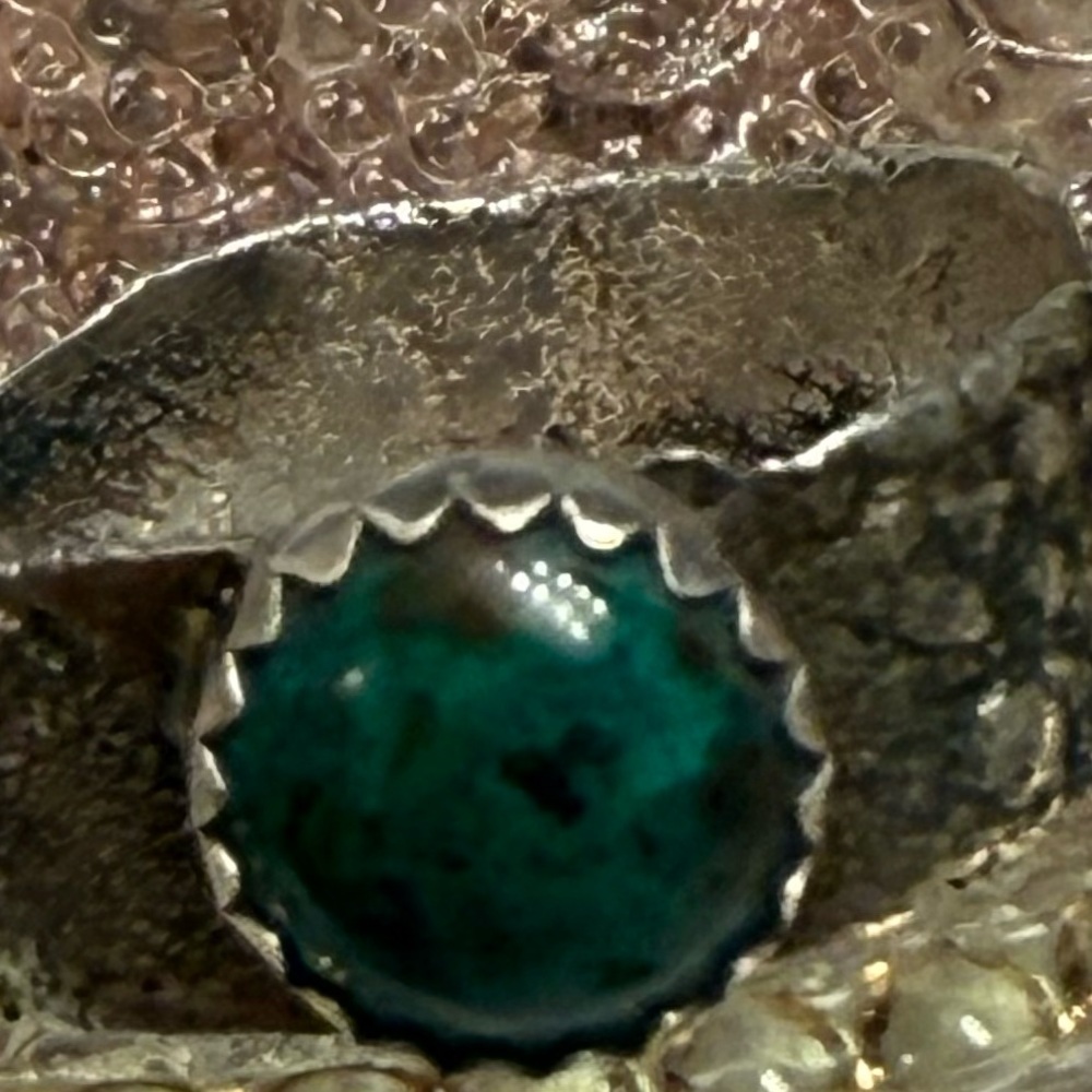 Size 7 Chrysocolla in a Silver Metal ring Setting - One of a Kind Handcrafted - Picture 4 of 9